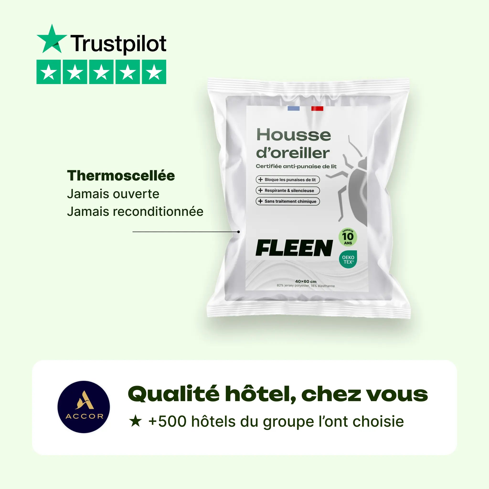 housse oreiller anti-punaise de lit pack