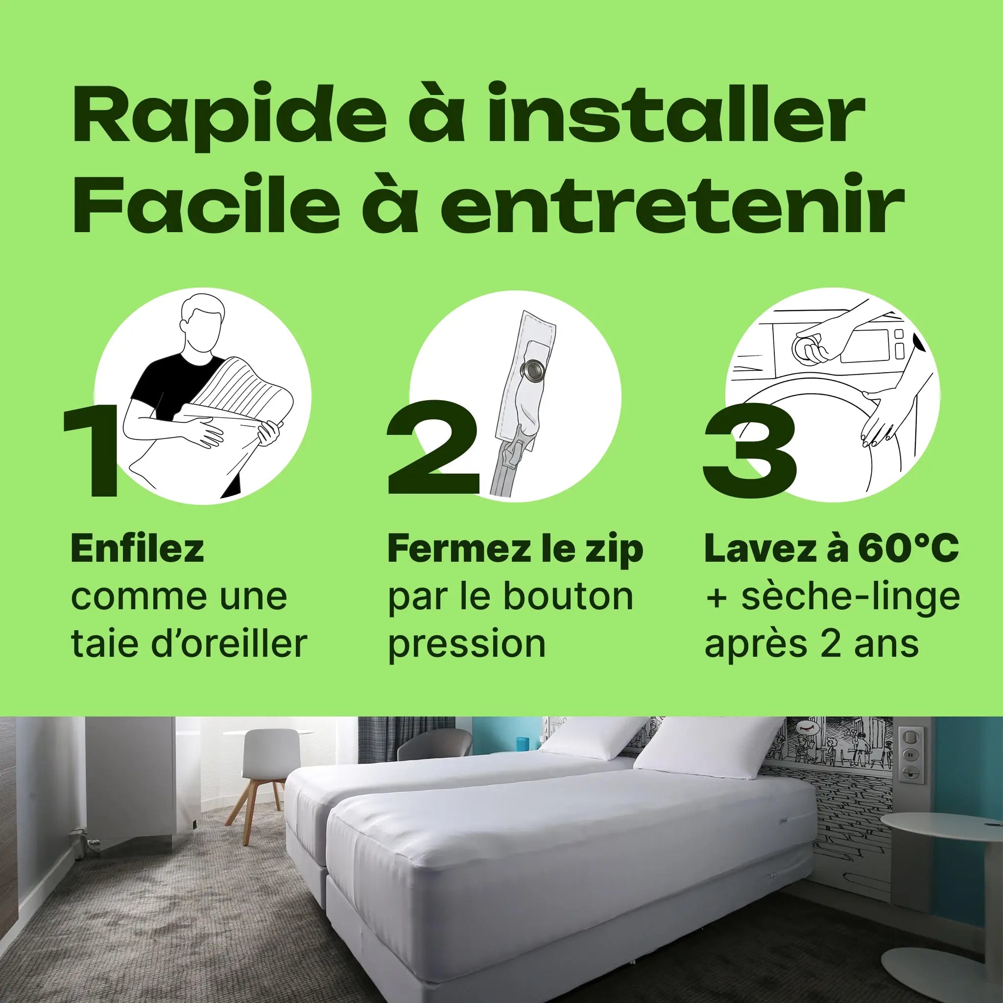 housse oreiller anti-punaise de lit utilisation